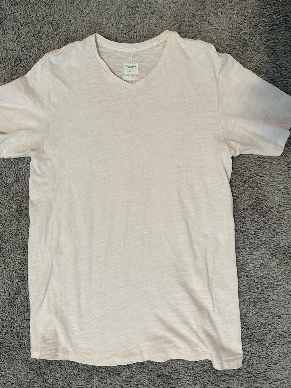 Rag & Bone Classic Slub Cotton V-Neck T-Shirt-very pale pink